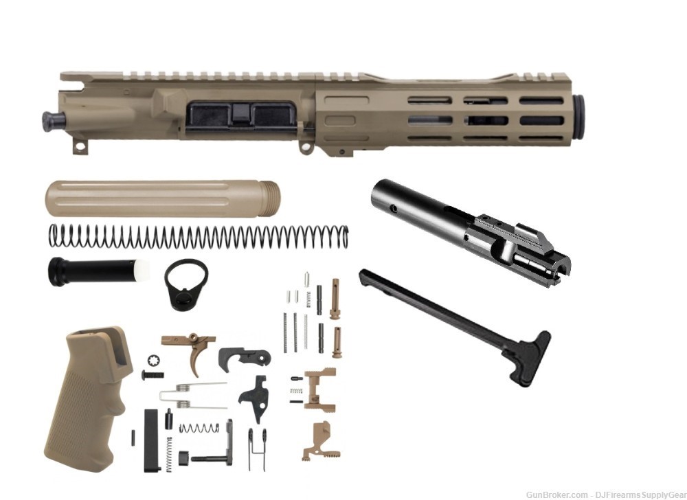 AR-15 9mm 5.5" 416R Complete Upper Receiver FDE Cerakote w/ FDE Parts Kit-img-0