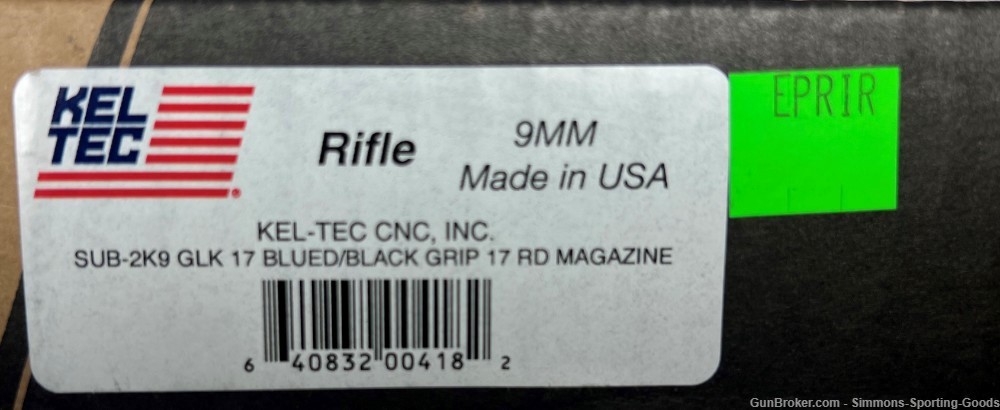 Keltec Sub-2K9 (52146) 16.25" 9mm 17Rd Semi Auto Rifle - Black-img-3