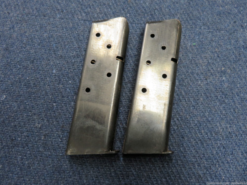 LOT OF 2 COLT MODEL 1911 .45 ACP PISTOL MAGAZINES W/ WWII POUCH-img-1
