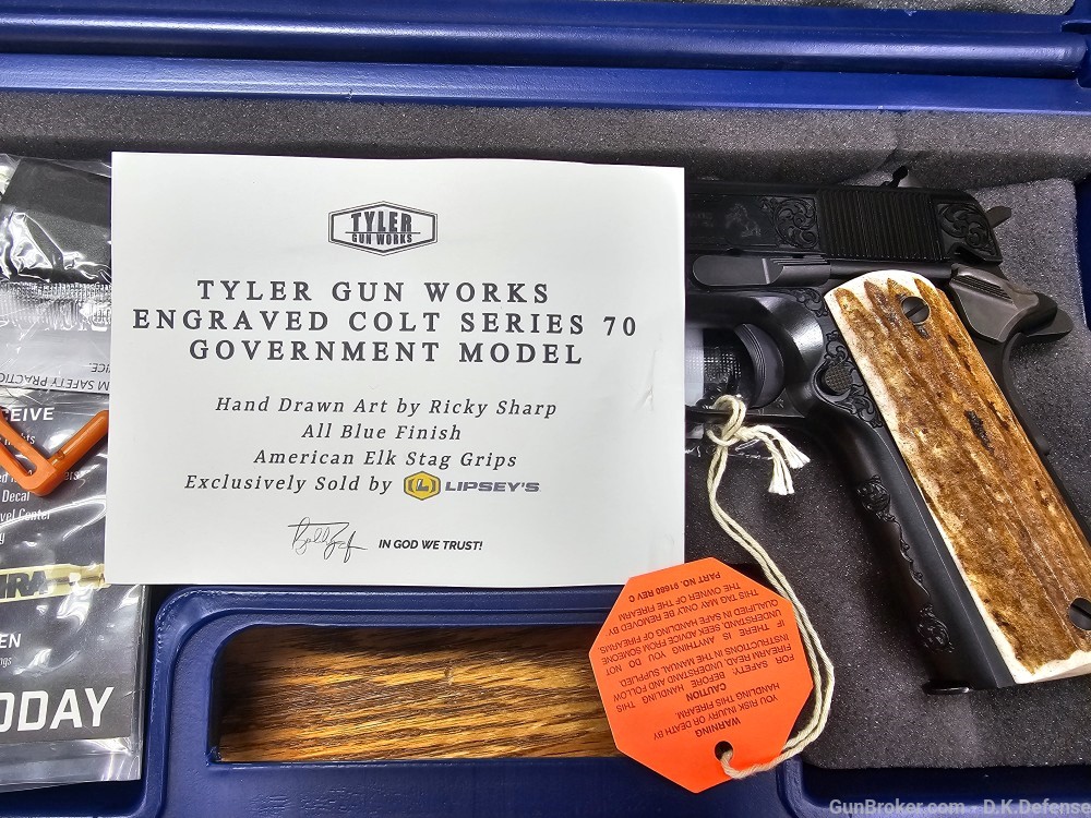 Engraved Colt Series 70 Tyler Gun Works American Stag Grips-img-2