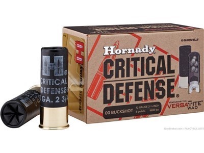 100RDS, Hornady 86240 Critical Defense 12 Gauge 2.75" 00 Buck Shot.