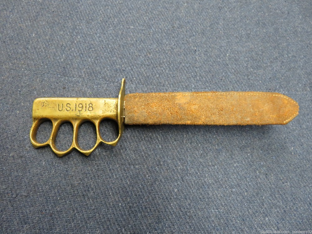 WWI US MILITARY KNUCKLE TRENCH FIGHTING KNIFE-BRASS GRIP-img-0
