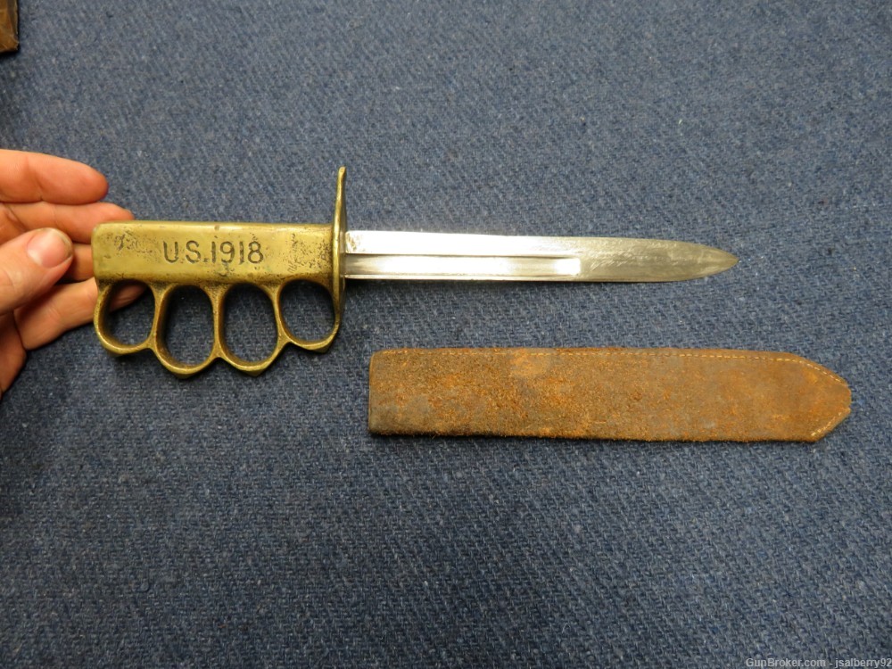 WWI US MILITARY KNUCKLE TRENCH FIGHTING KNIFE-BRASS GRIP-img-1