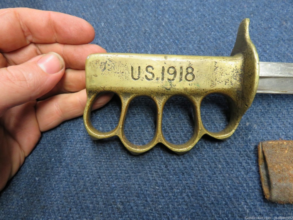 WWI US MILITARY KNUCKLE TRENCH FIGHTING KNIFE-BRASS GRIP-img-2