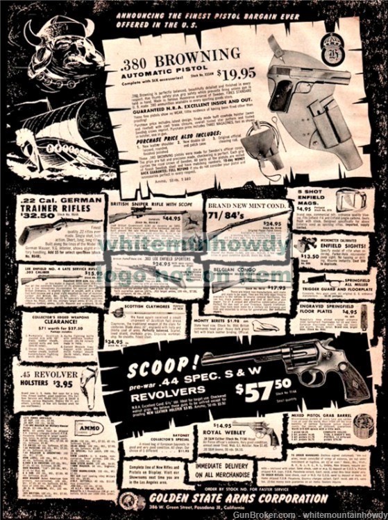 1959 BROWNING .380 Pistol Golden State PRINT AD-img-0