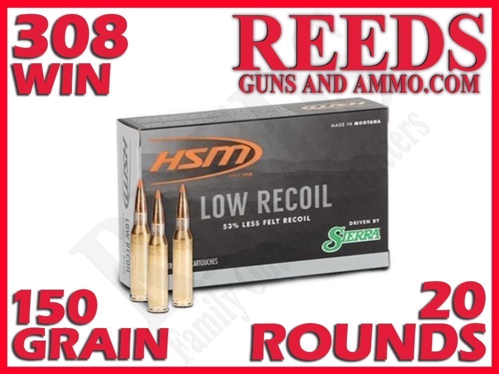 HSM Ammunition Low Recoil Poly Tip 308 Win 150 Grain 30844N-img-0