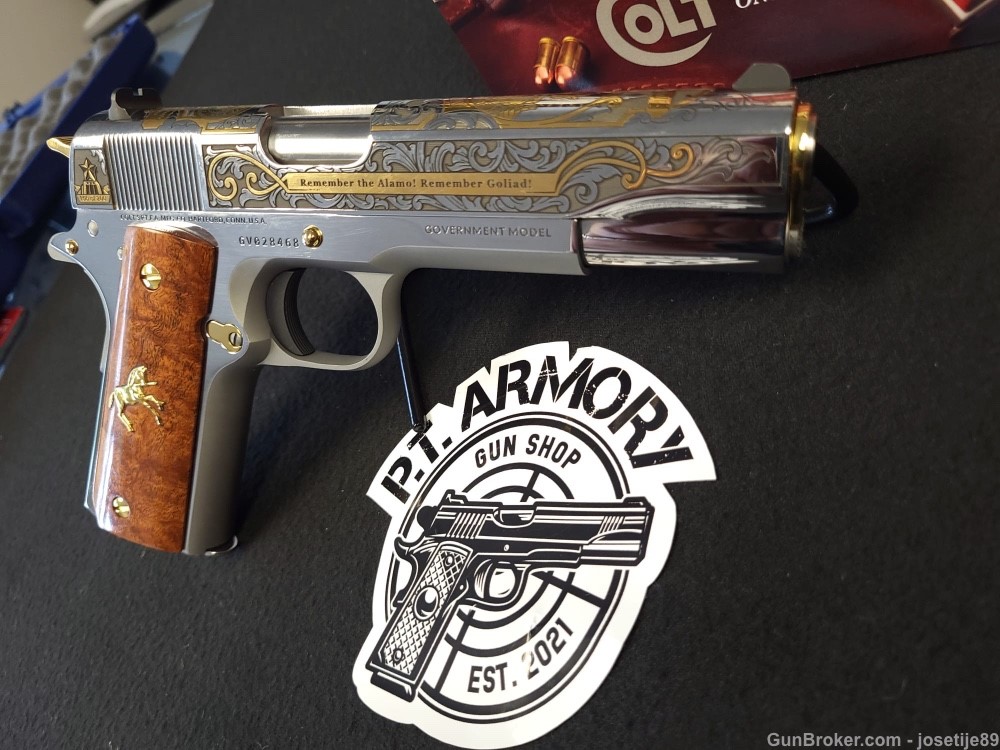 COLT 1911 THE LOST STATE OF JACINTO .45 ACP GOLD ENGRAVED #156 -img-4