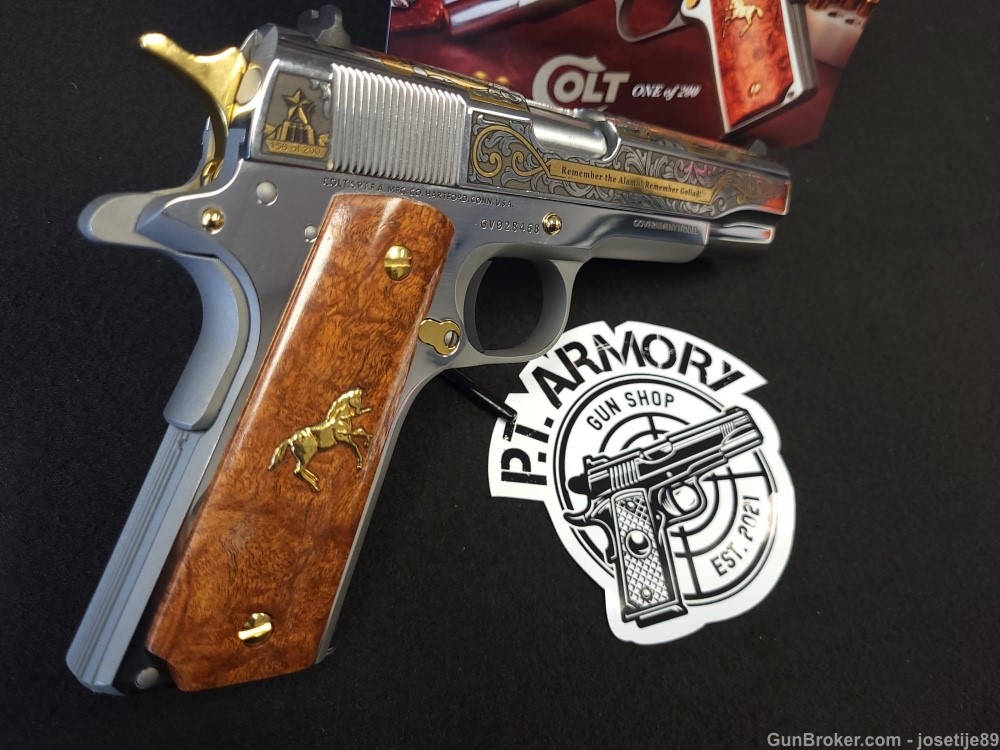 COLT 1911 THE LOST STATE OF JACINTO .45 ACP GOLD ENGRAVED #156 -img-7