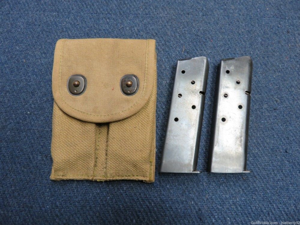 LOT OF 2 COLT MODEL 1911 .45 ACP PISTOL MAGAZINES W/ WWI POUCH-img-0