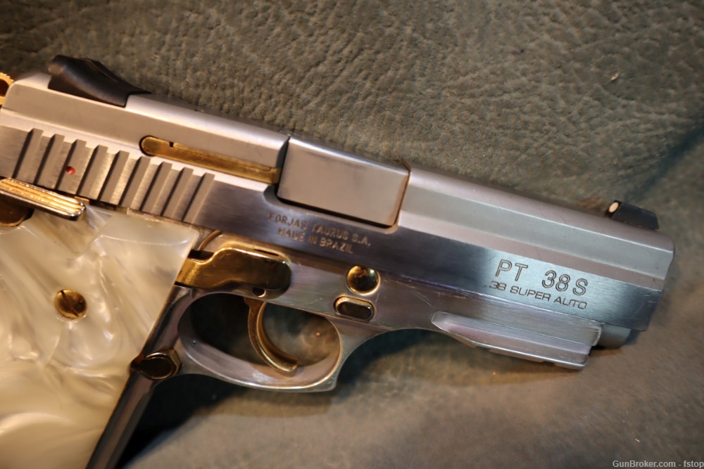 Taurus PT 38S 38 Super, Gold and Stainless,Pearl grips-img-5