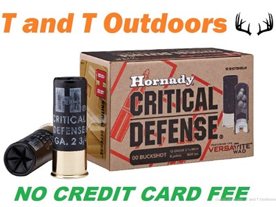 Hornady 86240 Critical Defense 12 Gauge 2.75" 00 Buck Shot 10 Per Box