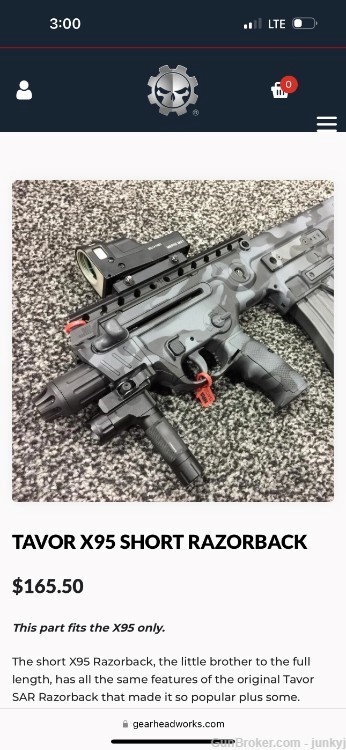 Tavor X95 Short X95 Razorback Gear Head Works top Rail gearhead-img-1