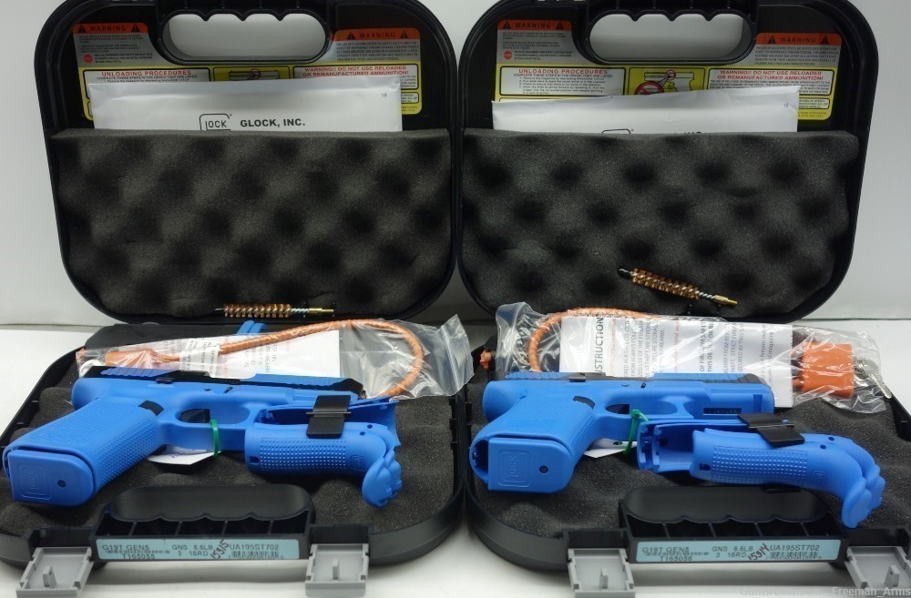 2) Glock 19T GEN 5 Blue Trainers-Consec Serials-Sim 9MM-Night Sights-NIB-img-0