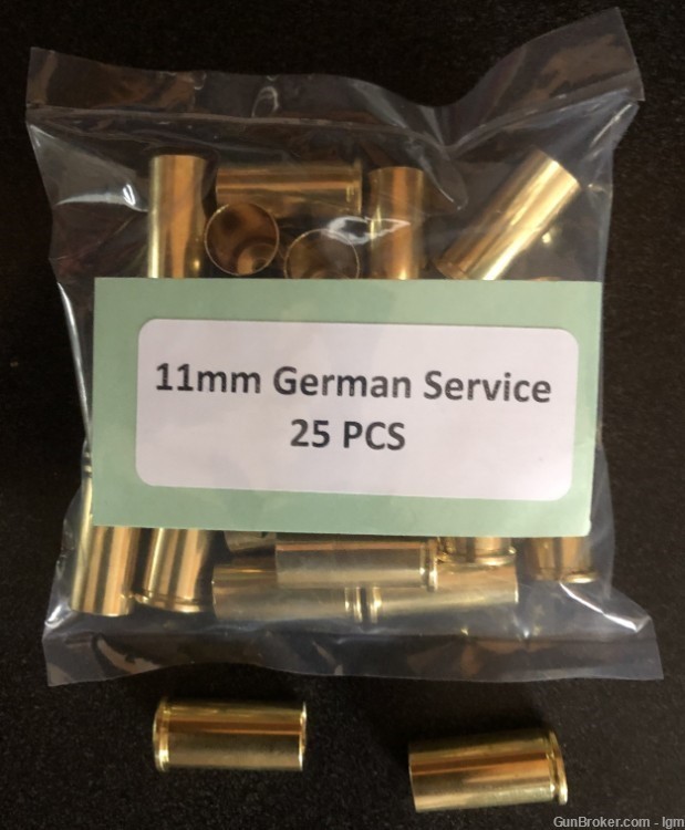 11mm German Service Brass Boxer Casings (25)-img-0