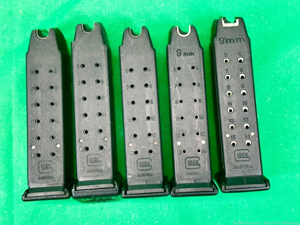 5 pack of Glock 17 Preban Pre Ban 17 round magazines 19 34 26 9mm U notch-img-0