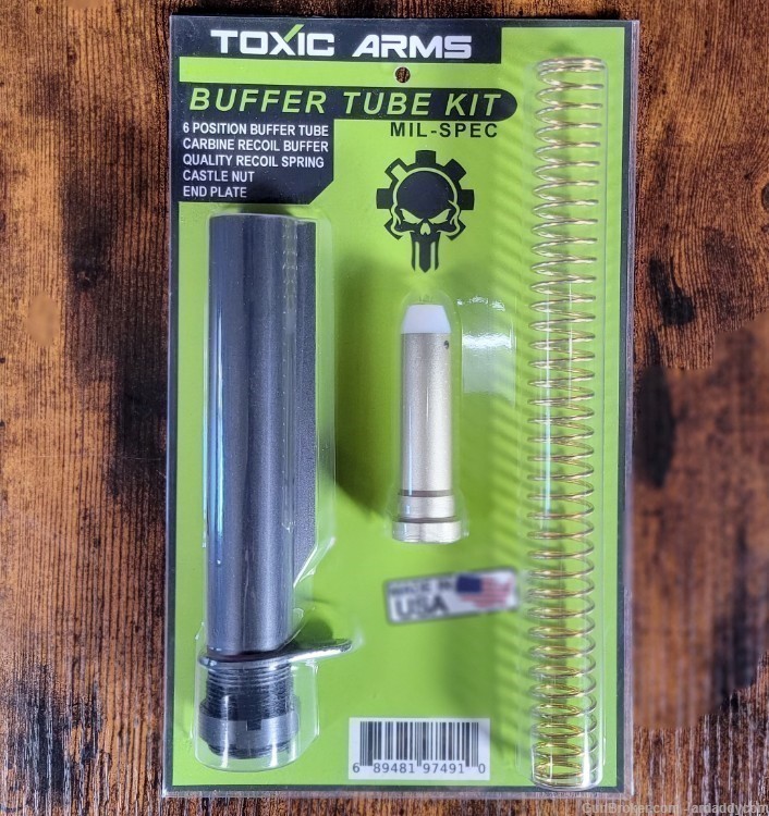 TOXIC ARMS COMPLETE BUFFER TUBE KIT W/ SPRING END PLATE CASTLE NUT BUFFER T-img-0