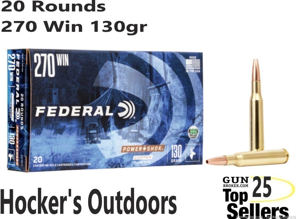 Federal 270 Winchester 270130LFA 130gr Lead Free Powershok -img-0