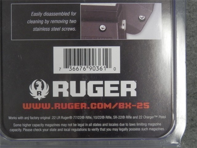 RUGER 10/22 BX-25 FACTORY 25 ROUND MAGAZINE 90361 .22LR  (NEW)-img-2