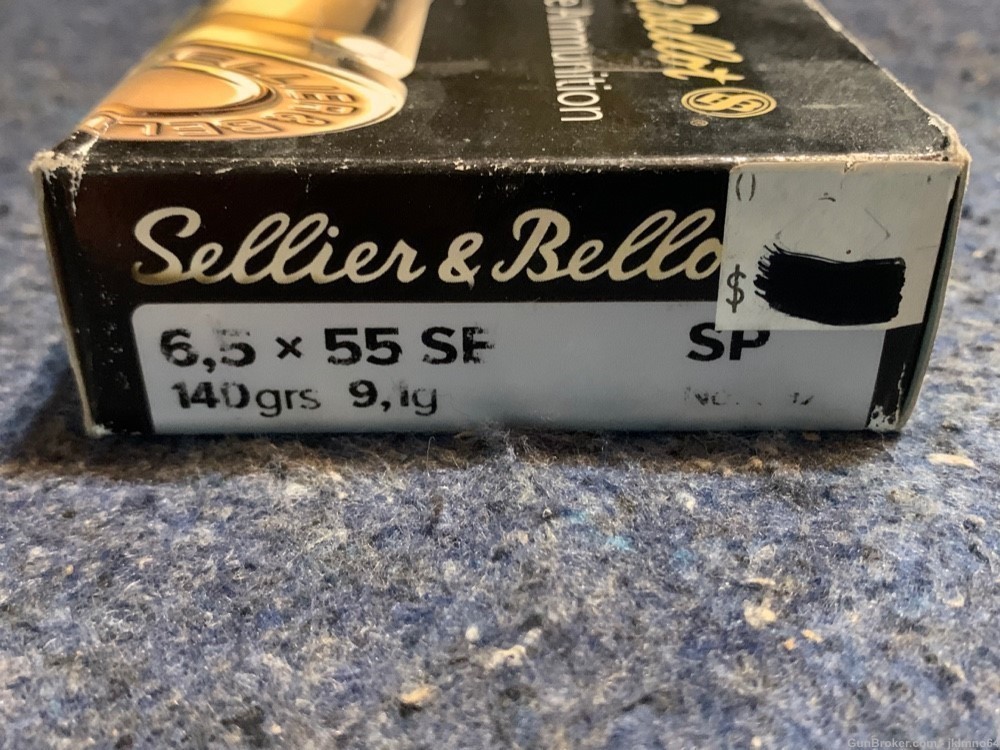 20 rounds of Sellier & Bellot 6.5 Swede 6.5x55mm Swedish 140gr SP ammo -img-0