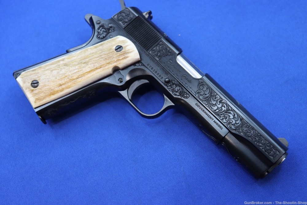 Colt Govt Model 1911 PREMIER GRADE Pistol ENGRAVED 45ACP STAG Grips 70 SER -img-40