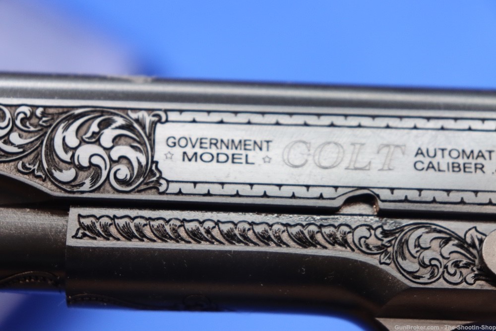Colt Govt Model 1911 PREMIER GRADE Pistol ENGRAVED 45ACP STAG Grips 70 SER -img-33
