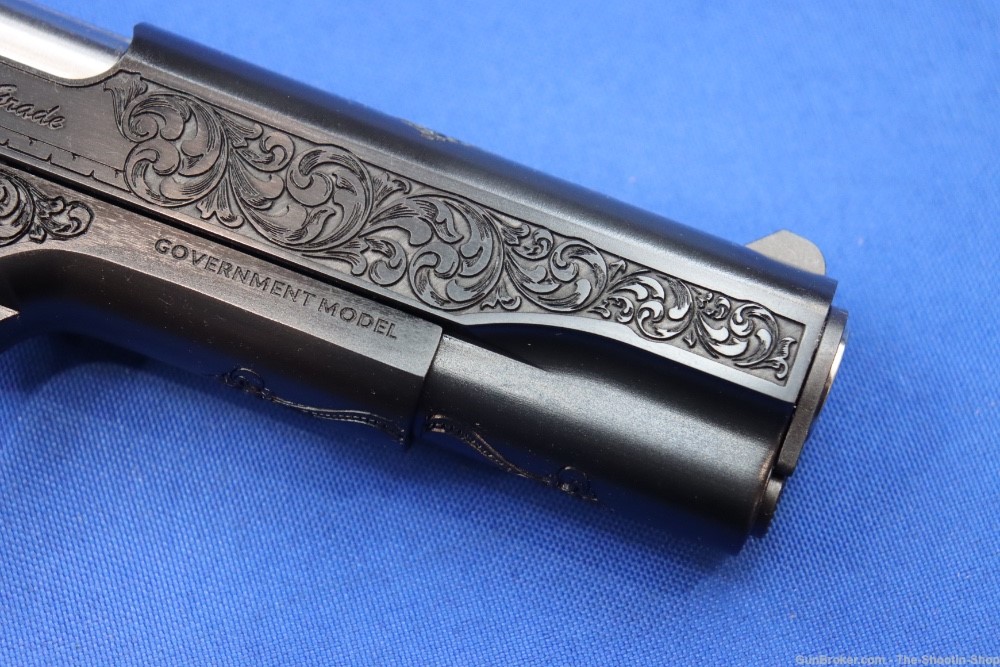 Colt Govt Model 1911 PREMIER GRADE Pistol ENGRAVED 45ACP STAG Grips 70 SER -img-10