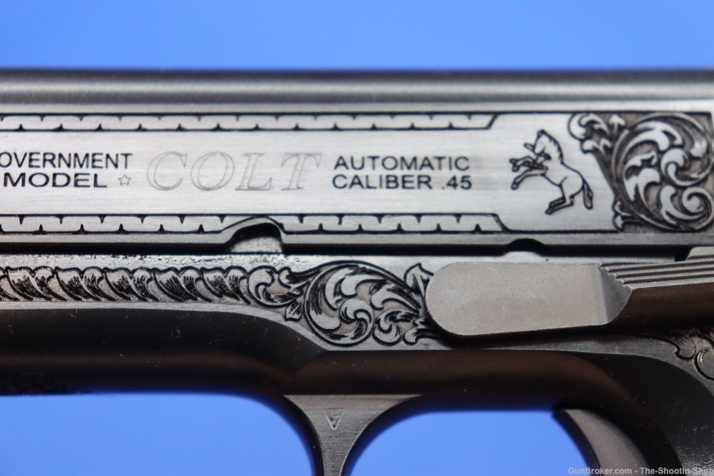 Colt Govt Model 1911 PREMIER GRADE Pistol ENGRAVED 45ACP STAG Grips 70 SER -img-34