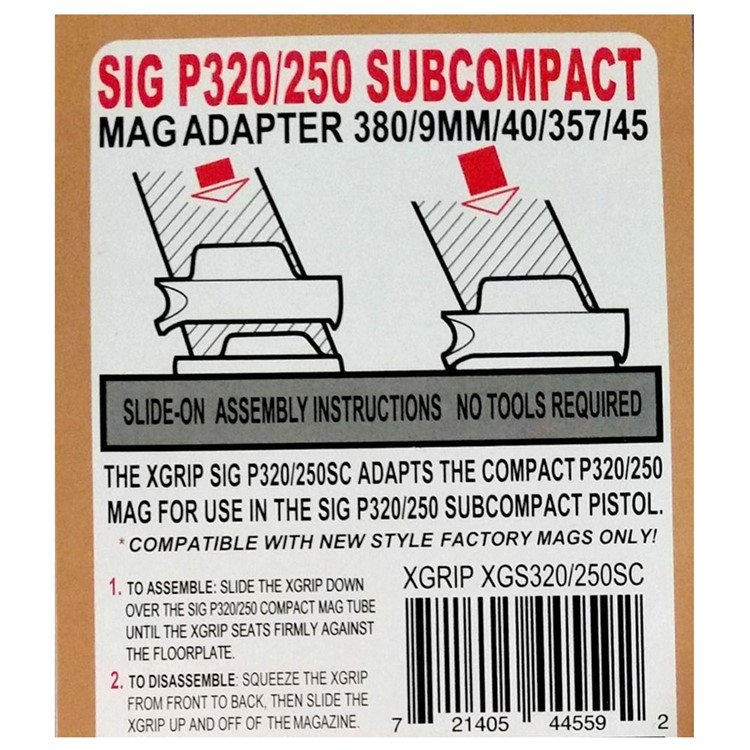 X-GRIP Magazine Adapter for Sig Sauer P320/P250 Sub Compact (XGSG250SC)-img-4