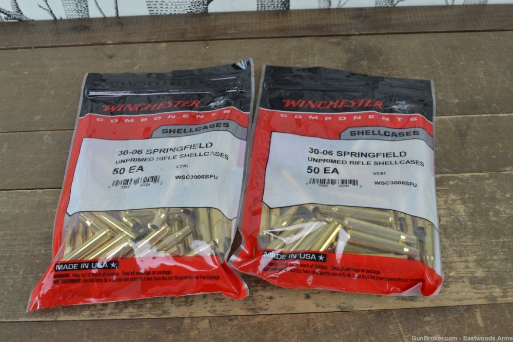 Winchester .30-06 Springfield New Brass 100 Pieces-img-0
