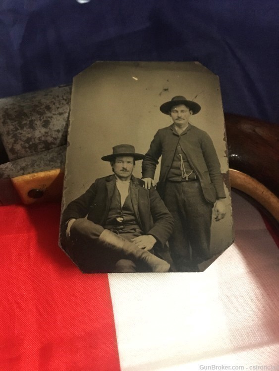 Tintype of two old west characters...gunslingers, rangers, or citizens?-img-1