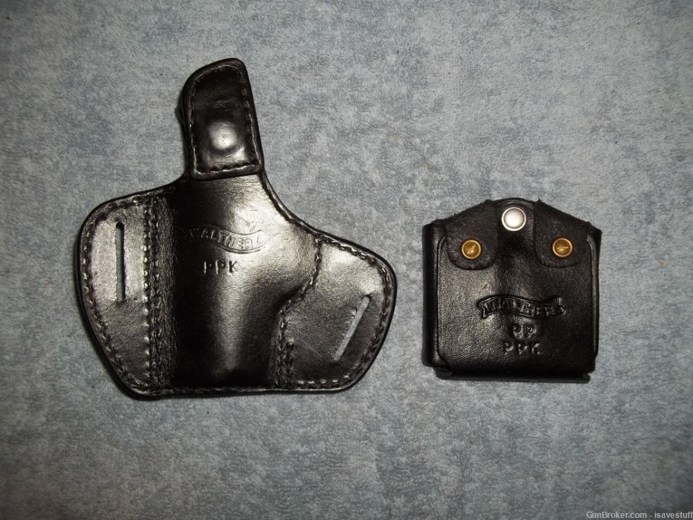 RARE SET Walther Brand Logo R/H Lined Holster & Dual Mag Carrier PPK PPK/S -img-7