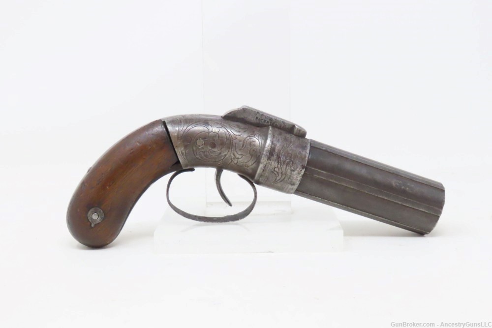 ENGRAVED Rare GOLD RUSH Era Antique SPRAGUE & MARSTON Pepperbox Revolver   -img-16