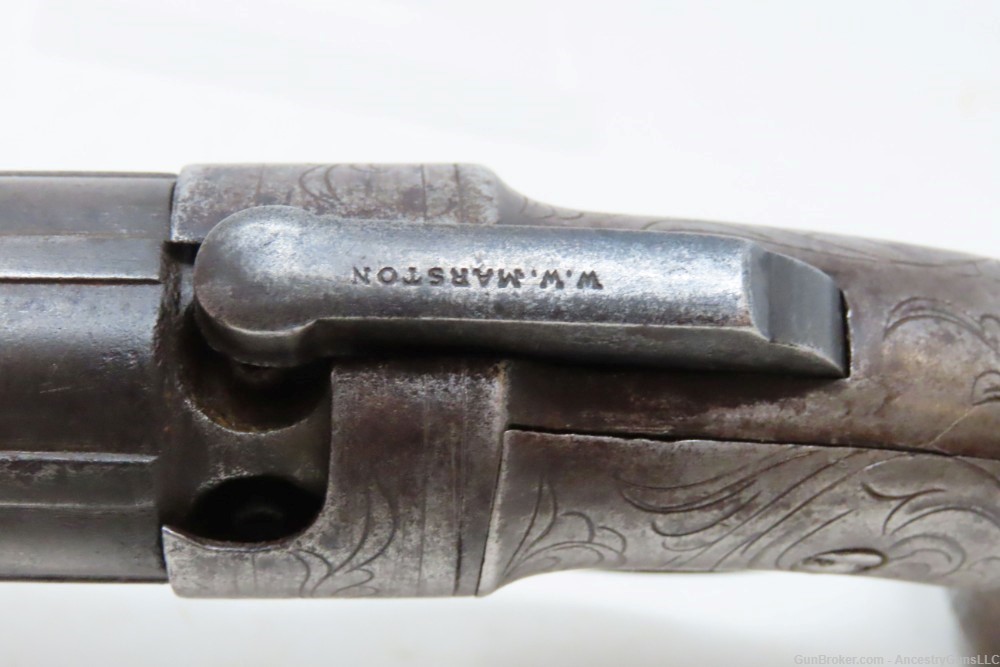 ENGRAVED Rare GOLD RUSH Era Antique SPRAGUE & MARSTON Pepperbox Revolver   -img-6