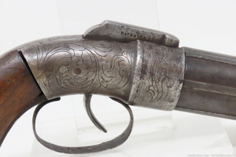 ENGRAVED Rare GOLD RUSH Era Antique SPRAGUE & MARSTON Pepperbox Revolver   -img-18