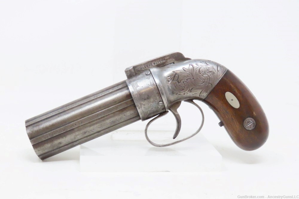 Antique ALLEN & THURBER .31 Bar Hammer PEPPERBOX ENGRAVED BELLY GUN     Fir-img-1
