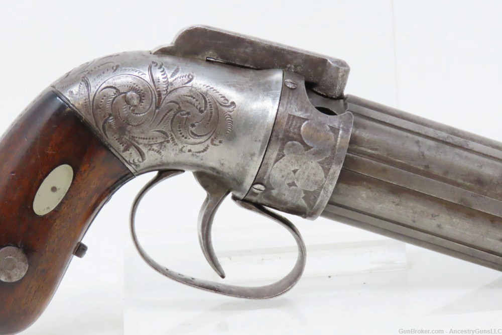 Antique ALLEN & THURBER .31 Bar Hammer PEPPERBOX ENGRAVED BELLY GUN     Fir-img-18