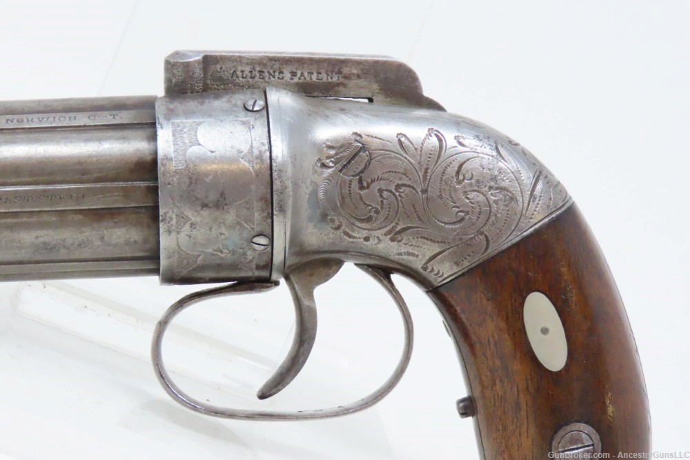 Antique ALLEN & THURBER .31 Bar Hammer PEPPERBOX ENGRAVED BELLY GUN     Fir-img-3