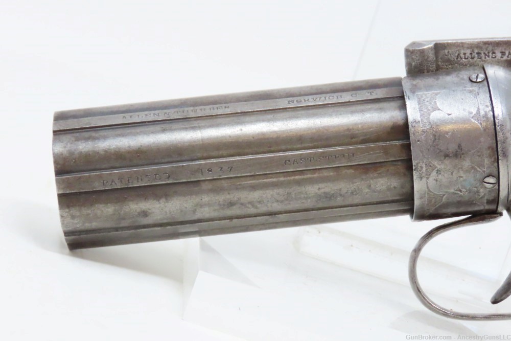 Antique ALLEN & THURBER .31 Bar Hammer PEPPERBOX ENGRAVED BELLY GUN     Fir-img-4