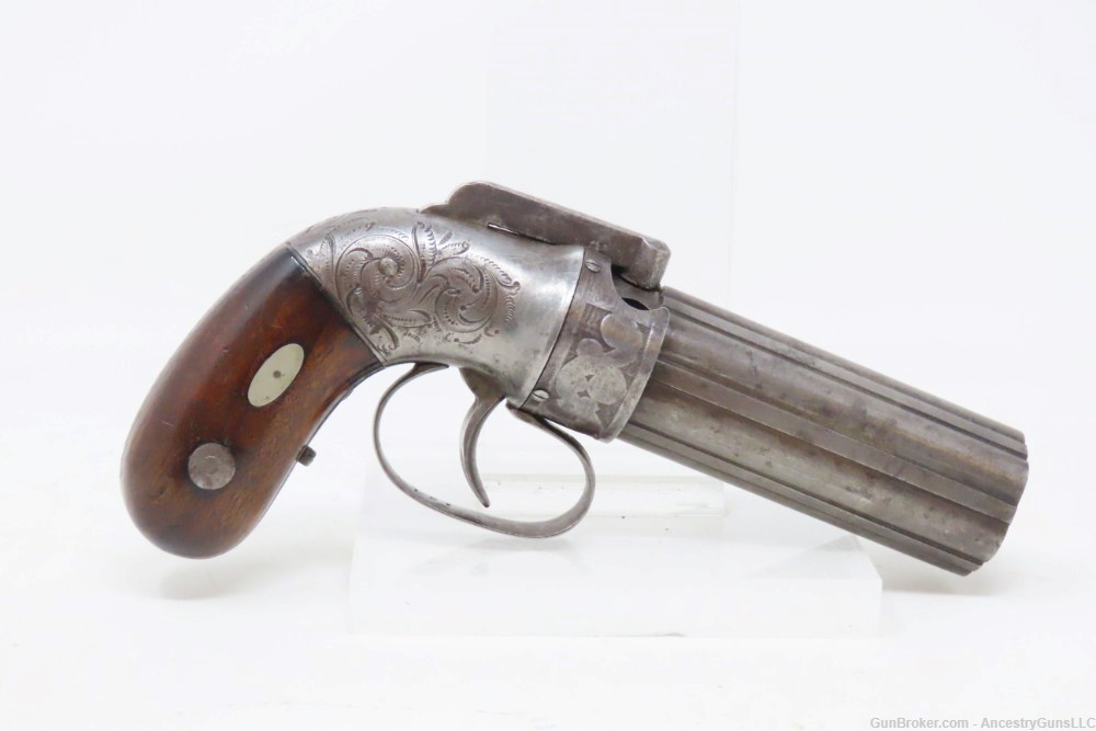 Antique ALLEN & THURBER .31 Bar Hammer PEPPERBOX ENGRAVED BELLY GUN     Fir-img-16