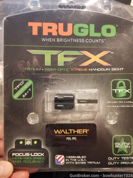TruGlo TFX Walther P99 PPQ Tritium Fiber Optic sights-img-0