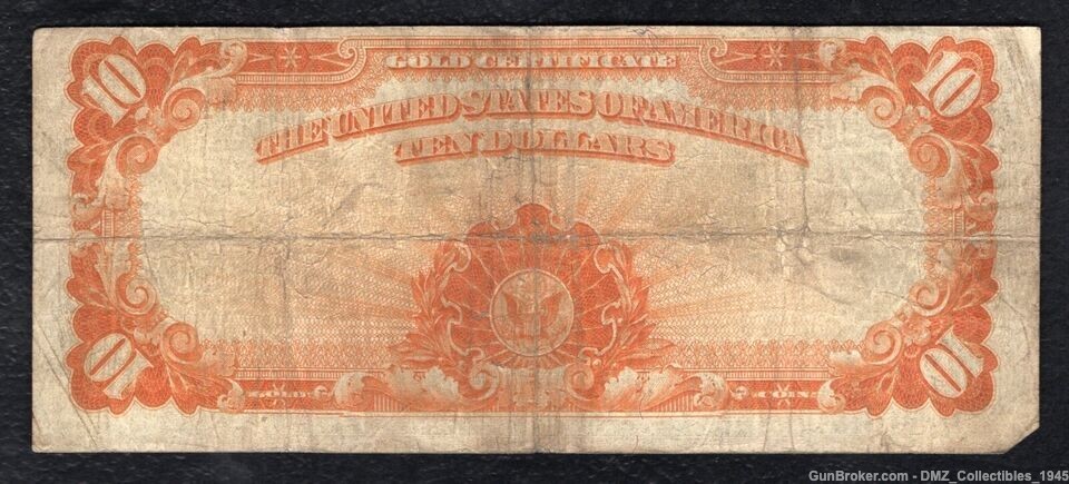 US 1922 $10 Gold Certificate Dollar Bill Note Currency-img-1