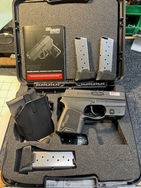 Sig Sauer P290 9mm with integral laser, 4 mags, holster, box *PRICE DROP*-img-0