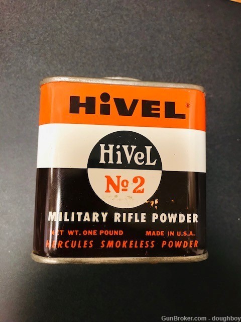Hercules HiVel No. 2 SEALED TIN Full Rifle Powder Military -img-0