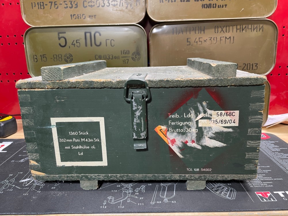 1360 rds East German 7.62x39 M43 steel core AP FMJ ammo AK47 AK Crate -img-0