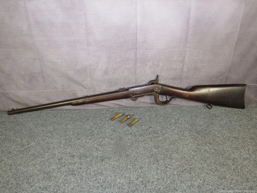 Civil War Burnside Carbine 3rd Model 54 Cal 21" Cartouche 3 Cartridges 1862-img-1