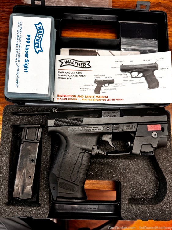 Penny Auction Used Walther P99 9mm Pistol with Walther Laser Excellent!-img-1