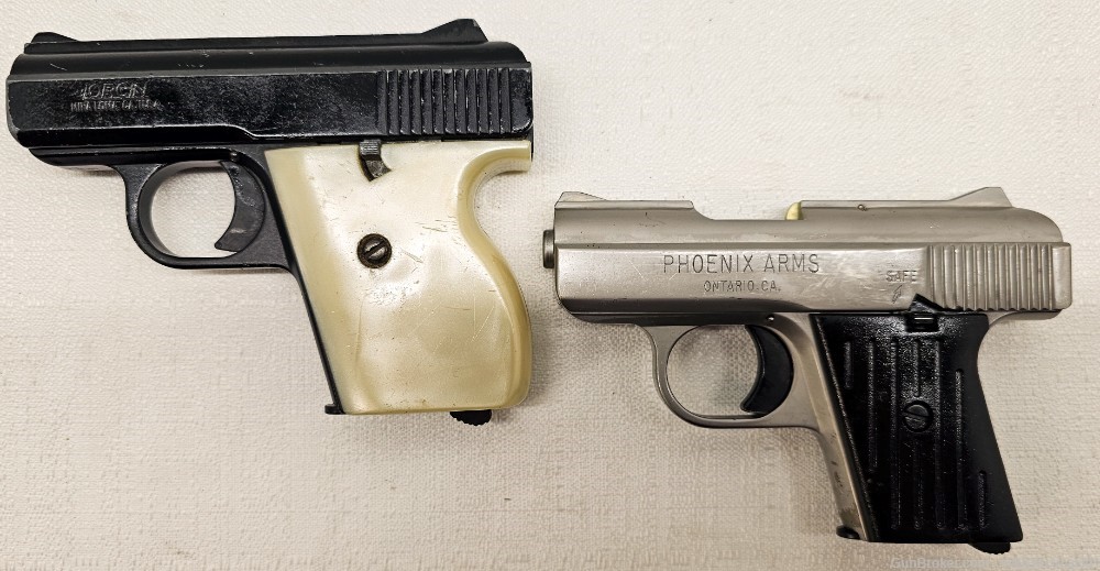 Nice PAIR of .25 Auto Pistols, Phoenix Arms and Lorcin L25 PENNY START-img-0