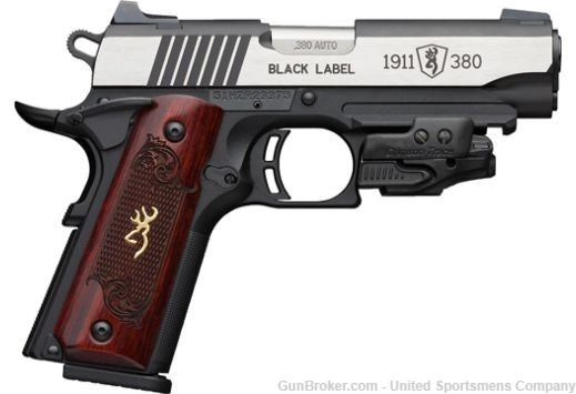 New Browning 1911-380 Black Label Medallion Pistol w/laser NEW #051952492-img-0
