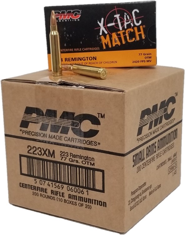 PMC X-TAC Match .223 Remington Rifle Ammo - 77 Grain | OTM | 800rd Case-img-0