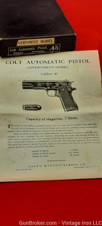 Colt Government model 1911 .45acp. 1940s Original box RARE! NR-img-5